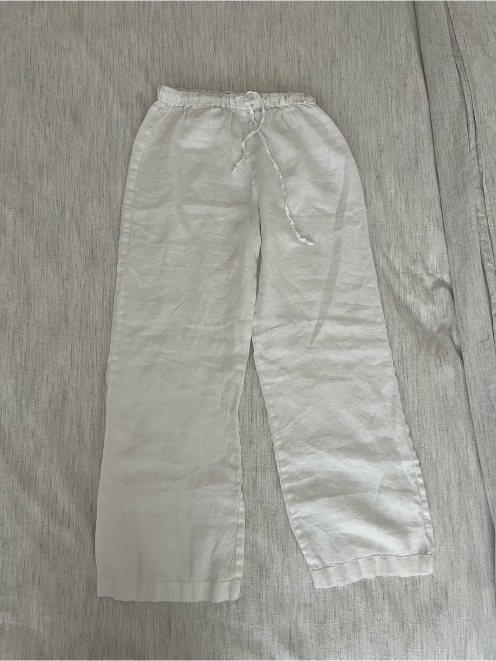 Reformation White Drawstring Linen Pants